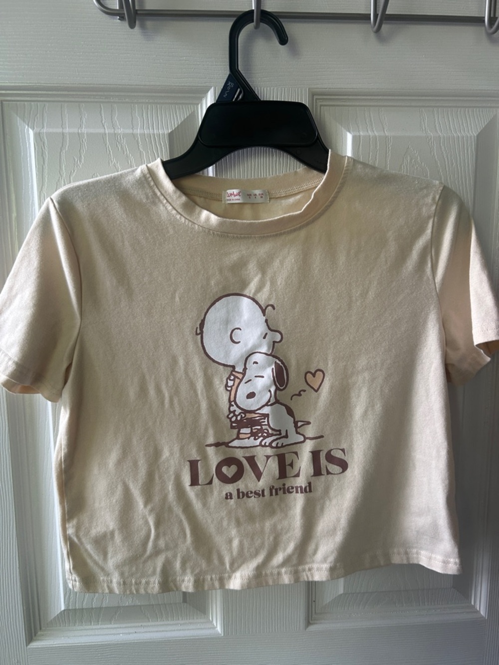 ROMWE Cream Peanuts 'Love Is' Graphic Tee